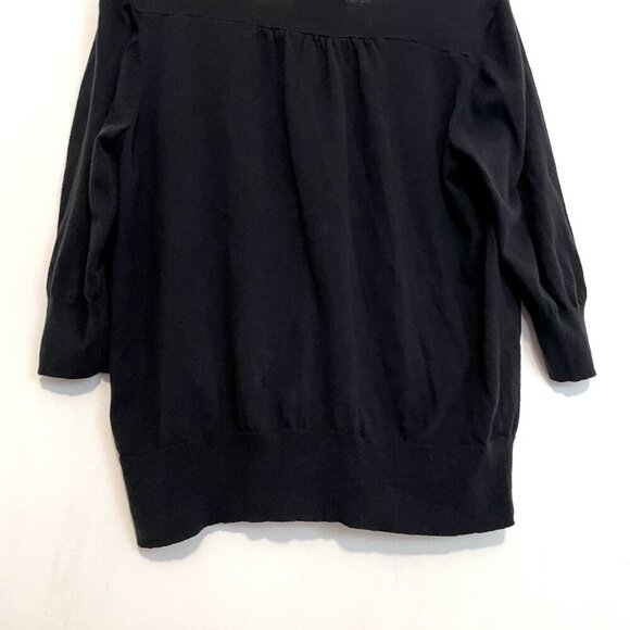 LANE BRYANT Plus Size Black V-Neck 3/4 Sleeve 100% Cotton Cardigan Sweater 18 20 - Picture 12 of 13